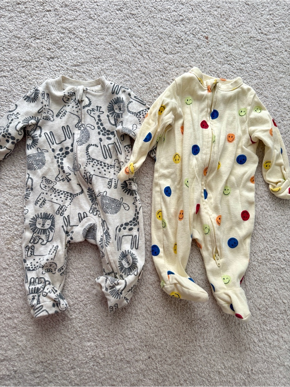 Bundle Set of 2 Footed Double Zipper Onesies